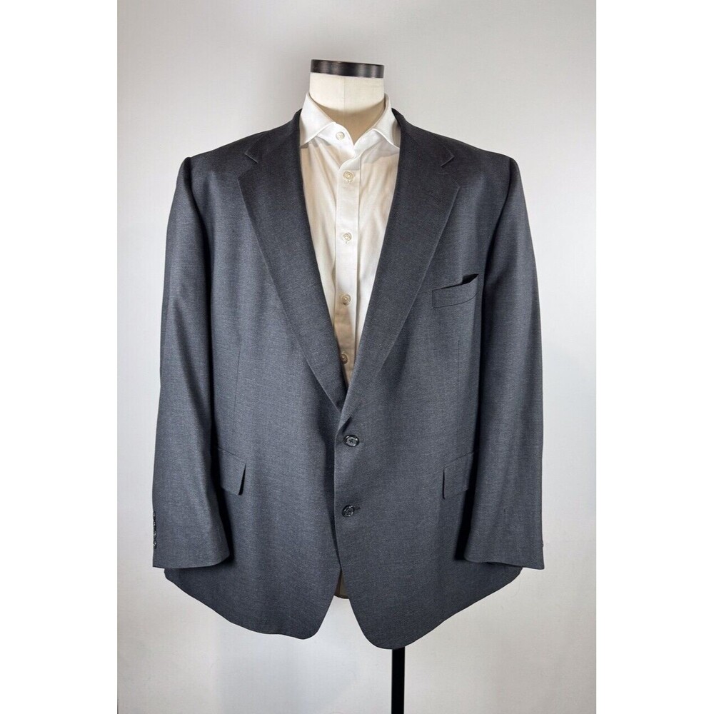 VINTAGE Lanvin Blazer Black Sport Coat Suit Virgin Wool Jacket Notched USA 54L